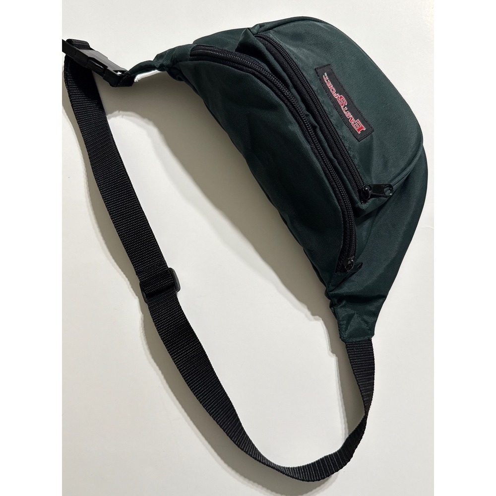 Vintage 90's Eastsport Forest Green Nylon Waist Pack Hip Bag 3-Pocket Crossbody